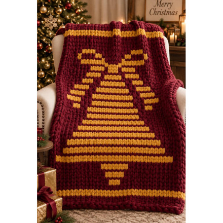 Lined Christmas Bell Chunky Knit Blanket Pattern | CYDH
