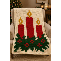 Christmas Candles Chunky Hand Knit Blanket PDF Pattern