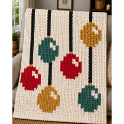Christmas Ornament Chunky Knit Lap Blanket PDF Pattern