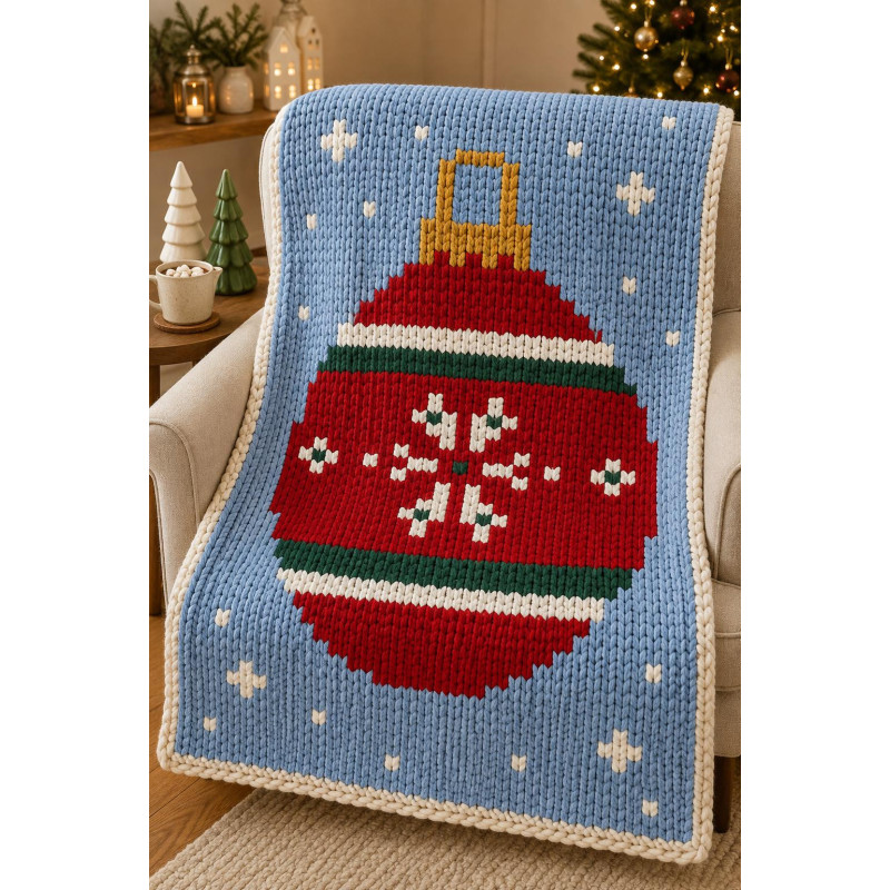 Christmas Ornament Chunky Knit Blanket Pattern | CYDH