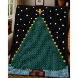 Christmas Tree Under Darkness Chunky Knit Blanket Pattern