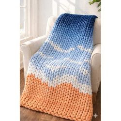 Beach Scene Chunky Knit Blanket Pattern | CYDH