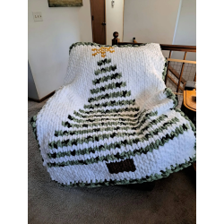 Simple Christmas Tree Chunky Hand Knit Blanket PDF Pattern