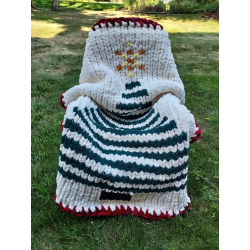Simple Christmas Tree Chunky Hand Knit Blanket PDF Pattern