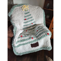 Simple Christmas Tree Chunky Hand Knit Blanket PDF Pattern