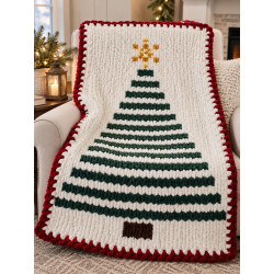 Simple Christmas Tree Chunky Hand Knit Blanket PDF Pattern