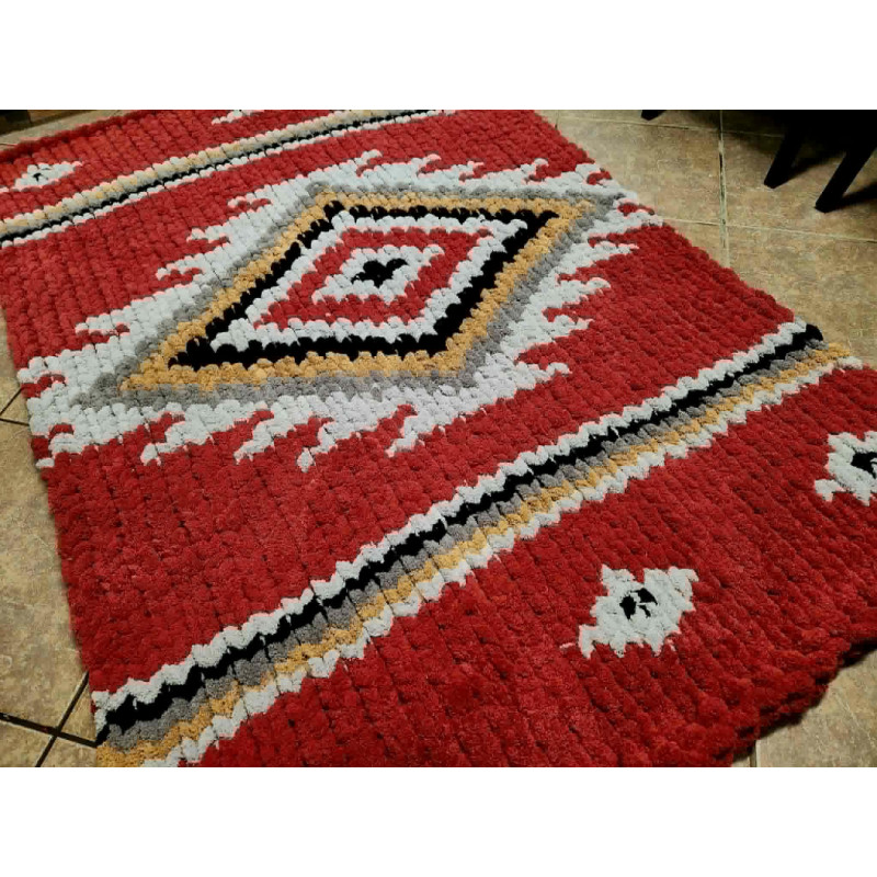 Maroon Aztec Chunky Knit Blanket Pattern | Digital PDF