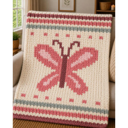 Butterfly Chunky Hand Knit Blanket Pattern | Digital PDF