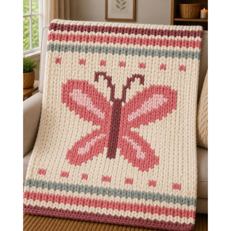 Butterfly Chunky Hand Knit Blanket Pattern | Digital PDF