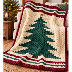 Classic Christmas Tree Chunky Knit Blanket Pattern | PDF