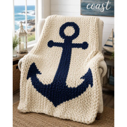 Anchors Away Chunky Knit Nautical Blanket Pattern | PDF
