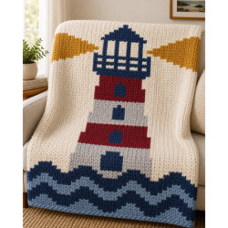 Lighthouse Chunky Hand Knit Blanket Pattern | Digital PDF