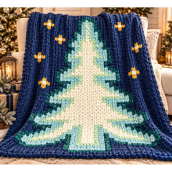 Midnight Frost Chunky Knit Christmas Tree Blanket Pattern