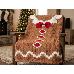 Gingerbread Best Dressed Chunky Knit Christmas Blanket Pattern