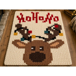 Holiday Deer Christmas Lights Chunky Knit Blanket Pattern