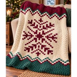 Nordic Winter Snowflake Chunky Knit Throw Pattern | PDF
