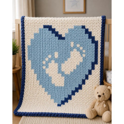 Baby Footprints Chunky Hand Knit Blanket Pattern | PDF