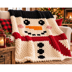 Snowman Chunky Knit Blanket Pattern | Christmas Throw | CYDH