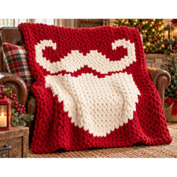 Santa Stache | Chunky Knit Christmas Blanket Pattern